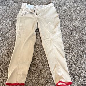 Stylish Beige Chinos with Red Trim